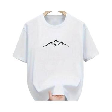 Imagem de Camiseta Masculina De Verão Em Algodão Casual Solta Com Gola Redonda E