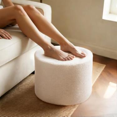 Imagem de Kinevoli Pufe redondo para pufe para os pés – apoio para os pés macio e leve com enchimento de espuma completa
