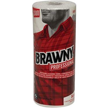 Imagem de Georgia-Pacific Brawny Rolos de toalha de papel perfurados profissionais, toalha de limpeza descartável, 20085, 20 rolos por caixa, 84 folhas por rolo