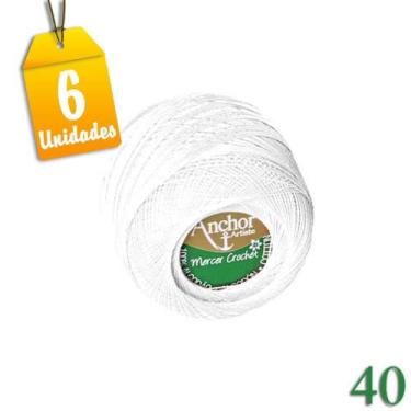 Imagem de Kit Linha Anchor Artiste Mercer Crochet 40 Branca - 6 unidades - Corre