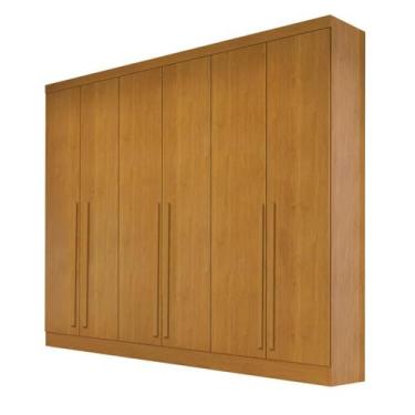 Imagem de Guarda Roupa Casal Curitiba 100 MDF 6 Portas Puxador em Madeira Costa 