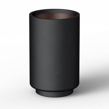 Imagem de Kante Vaso de concreto de 51 cm de altura, vaso de jardim com design de pedestal redondo para plantas internas e externas, vaso de jardim moderno com orifício de drenagem, acabamento preto com