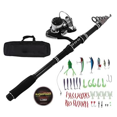 Imagem de Conjunto de vara de pesca telescópica com carretel giratório GC3000, iscas antiderrapantes, combos de vara de pesca e carretel