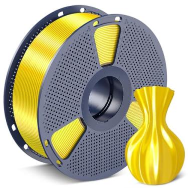 Imagem de SUNLU Filamento PLA de seda 1,75 mm, filamento de impressora 3D PLA brilhante bem enrolado, precisão dimensional +/- 0,02 mm, serve na maioria das impressoras 3D, boa embalagem a vácuo, carretel de 1