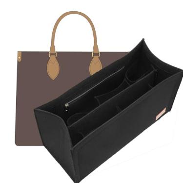 Imagem de OAikor Bolsa organizadora compatível com LV On The Go GM e Dior, bolsa organizadora leve de feltro premium, acessórios de bolsa modeladora com zíper, GM, preta