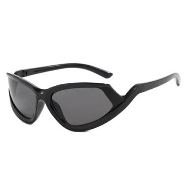 Imagem de Óculos de Sol Degradê Feminino Punk Masculino para Esportes ao Ar Livre, Corrida e Ciclismo, Preto e Cinza