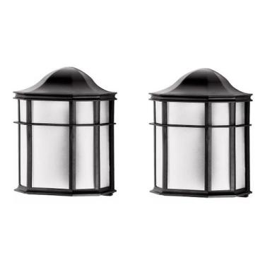 Imagem de 2 Arandela Janelinha Retro Preta Externa Parede Acl59 - Acende a Luz