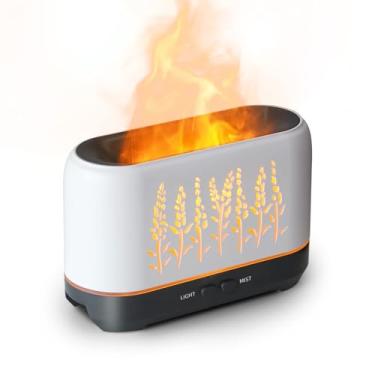 Imagem de Difusor de Óleo Essencial com Luz Chamas Difusores Aromaterapia Super Silenciosos Atualizados Umidificadores Névoa 2 Modos Temporizadores e Desligamen