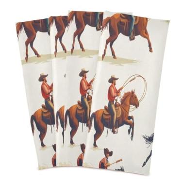 Imagem de xigua Conjunto de 6 panos de prato de cozinha padrão Brave Cowboys, toalhas de cozinha de secagem rápida altamente absorventes para limpeza de pratos e limpeza manual, 71 x 45 cm
