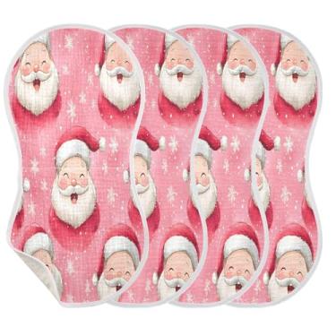 Imagem de STAYTOP 4 peças de panos fofos para arrotar papai noel para bebês meninos meninas e toalha para recém-nascidos, panos grandes absorventes para arrotar