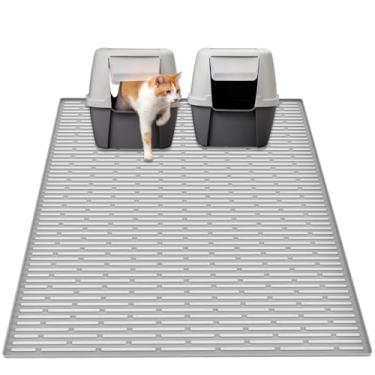 Imagem de Ultibe Tapete extra grande de silicone para gatos de 100 x 75 cm, tapete de armadilha de areia XXL para embaixo da caixa de areia, apanhador de areia antiderrapante à prova d'água, tapete fácil de