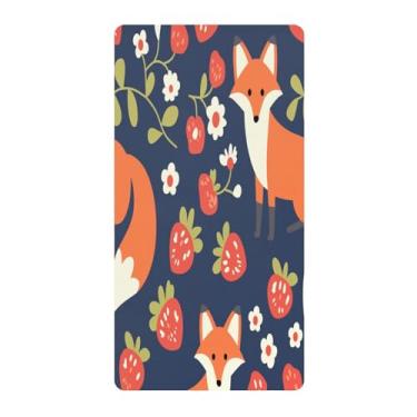 Imagem de Blueangle Lençol de berço padrão para berço infantil - Lençóis de algodão macio e respirável com raposas fofas (588)