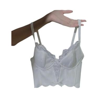 Imagem de Roupa íntima fina feminina push-up sem fio sexy renda espinha de peixe