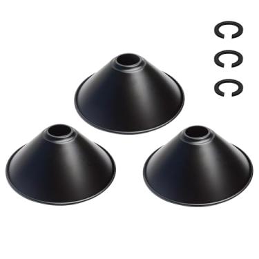 Imagem de Kehail Abajur industrial vintage em cone de ferro preto de 21,6 cm, abajur de substitui...