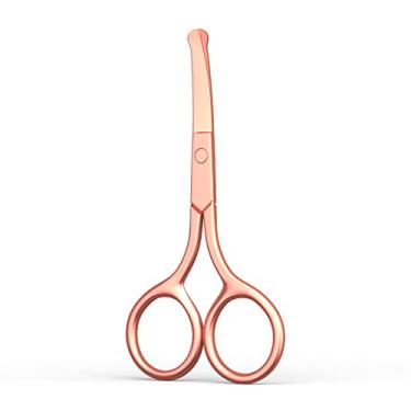 Imagem de Tesoura de segurança de ponta redonda para cabelo e sobrancelha – Ferramenta pequena de aço inoxidável dourado para aparar cavidade nasal, orelha, cílios, barba e bigode - AsonTao
