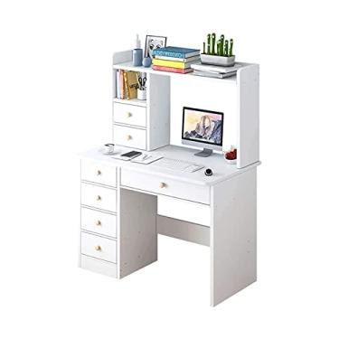 Imagem de Mesa de computador, mesa simples e estante combinada, para casa, simples, estante em um quarto de estudante, escrivaninha, estações de trabalho de computador