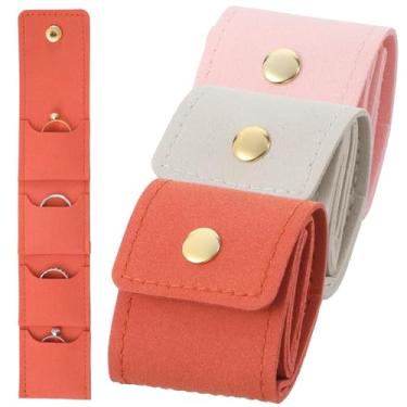 Imagem de Xthrotsenk 3 peças mini bolsas de joias de viagem organizador de joias de viagem com fivela, multicolorido, dobrável, estojo de viagem multifuncional para colares, pulseiras, brincos, anéis, broches