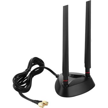 Imagem de Antena de longa distância WiFi 6 6E Tri-Band 6GHz 5,8GHz 2,4GHz antena de substituição base magnética para PC, computador desktop, melhorar o alcance do Bluetooth, roteador WiFi 6E, placa-mãe para