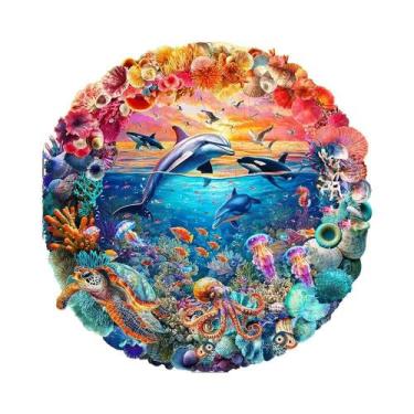 Imagem de Quebra-Cabeça De Madeira Em Formato De Animais: Mundo Oceânico Com Peç