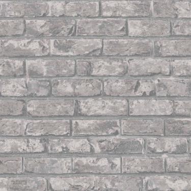 Imagem de Papel de Parede Tijolo Cinza Médio - Rolo: 10m x 0,53m - 1 rolo disponível