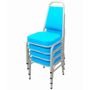 Imagem de Kit com 4 Cadeiras Empilháveis Linha Hotel Plus Azul