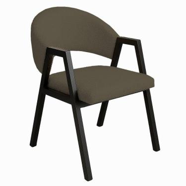 Imagem de Cadeira De Jantar Antonella Veludo Estilo Poltrona Com Pés Preto - 7 Decor Marrom