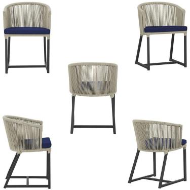 Imagem de Cadeira De Jantar Noronha Alumínio Preta E10 Trama  Rami