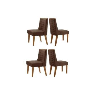 Imagem de Cadeira Sala de Jantar Dafne Kit 4 Un Madeira Capuccino/Suede Marrom -