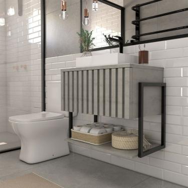 Imagem de Armário de Banheiro Majestad 60cm 1 Porta 100% Mdf Cimento - Panorama Móveis