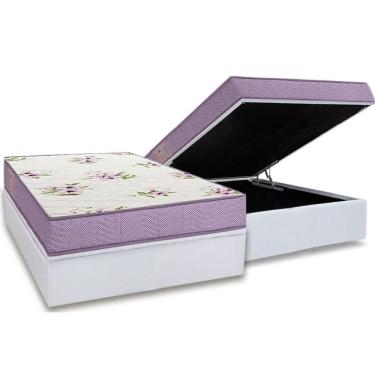Imagem de Conjunto Box Baú Casal: Colchão Molas Ortobom D23 Physical Super Resistente Bordado + Base Crc Courano White (138x188)