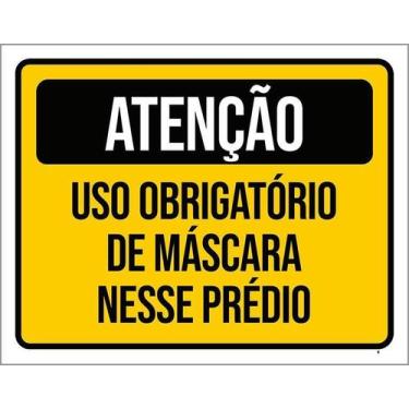 Imagem de Kit 10 Placa Acm Obrigatório Máscara Prédio 18X23 - Sinalizo
