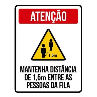 Imagem de Kit 10 Placa Acm Atenção Mantenha Distância 18X23 - Sinalizo