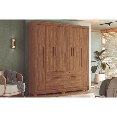 Imagem de Guarda Roupa Casal 6 Portas E 4 Gavetas C/ Pés Guarapuava 6.4 Jatobá - Santos Andirá