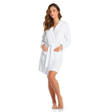 Imagem de Roupão Feminino com Capuz - Sogni Belli, M, Branco