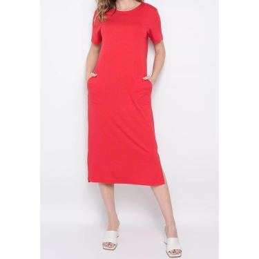 Imagem de Vestido Maria Paes Midi de Manga Vermelho-Feminino