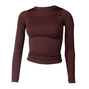 Imagem de Blusa Feminina Blue Rose Malha Canelada Gola Careca Café - SEA SURF, C