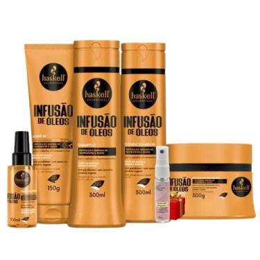 Imagem de Kit Haskell Infusão de óleos 300ml 5 Itens Completo + Presente Lourre 
