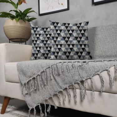 Imagem de Kit Manta Para Sofá Cinza + 2 Capas De Almofada Com Zíper Cor:06 - Gen