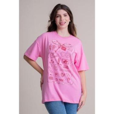 Imagem de CAMISETA FEMININA OVERSIZED TEXAS FARM - MOMENTS - CO008 - ROSA ALGODAO DOCE-Feminino
