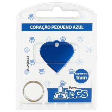 Imagem de Plaquinha de Identificação Personalizada - Coração Azul P - Pets Tags