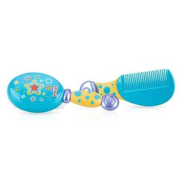 Imagem de Kit Pente e Escova Decoradas Infantil Bebê Menino Menina Nuby, Verde