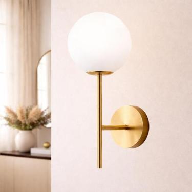 Imagem de Arandela Parede 37cm x 18cm Globo Vidro 14,5cm Jabuticaba Luminária Lu