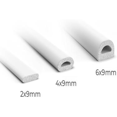 Imagem de Veda Frestas Adesivo 6mm Branco Isolamento Térmico Vedação Porta Janela