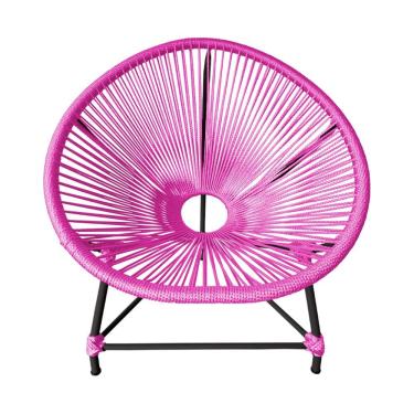 Imagem de Cadeira Acapulco Corda Náutica Base Em Alumínio Preto-rosa