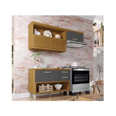 Imagem de Cozinha Compacta 100% MDF 2 Peças Princesa Nesher, Grafite