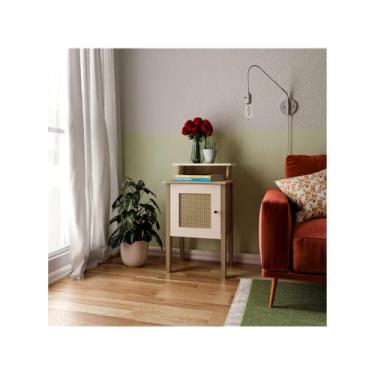 Imagem de Mesa de Apoio 1 Porta Charlote Artely, Carvalho e Off White