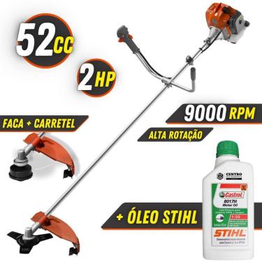 Imagem de Roçadeira 52cc Com ÓLEO STIHL RL520ACN Tekna 2HP 9000rpm Completa Lâmina 3 Pontas, Carretel, Guidão Bi-Partido, Cinto Almofadado e Kit Ferramentas