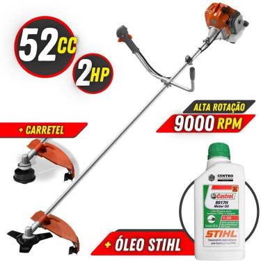 Imagem de Podador de Grama Á Gasolina Tekna RL520ACN-TK 52cc 2HP de Potência 9000rpm Alta Performance e Alta Rotação + ÓLEO STIHL Lubrificante 2 Tempos de 500ml