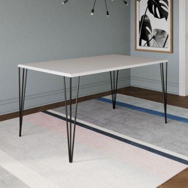 Imagem de Mesa De Jantar Elen Retangular Tampo De Madeira 150x90cm Branco - Móve