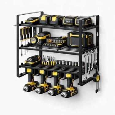 Imagem de Rack Organizador de Ferramentas Gorillaz Preto 3 Prateleiras Porta Fur